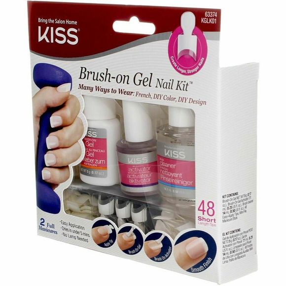 Kiss 63374 KGLK01 Brush-On Gel Nail Kit, 48 Short Length Tips Per Box - Picture 5 of 5